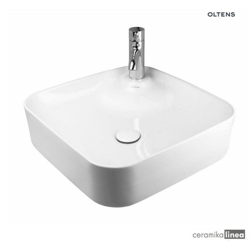 Oltens Lysake umywalka 42,5 cm nablatowa kwadratowa biała 41308000.jpg