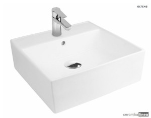Oltens Hyls umywalka 47 cm nablatowa kwadratowa biała 41309000