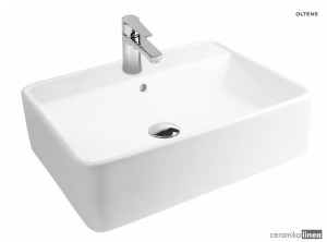 Oltens Duve umywalka 58x43.5 cm nablatowa prostokątna biała 41312000