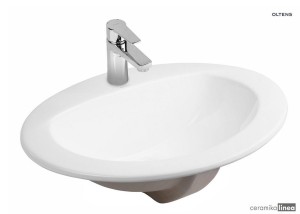 Oltens Kjos umywalka 52x43 cm wpuszczana w blat owalna z powłoką SmartClean biała 41700000