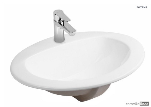 Oltens Kjos umywalka 52x43 cm wpuszczana w blat owalna z powłoką SmartClean biała 41700000.jpg