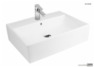 Oltens Hyls umywalka 58.5x44 cm nablatowa prostokątna z powłoką SmartClean biała 41810000
