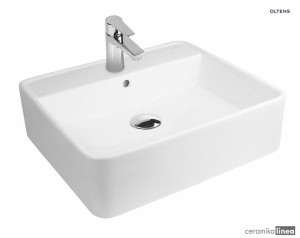 Oltens Duve umywalka 50.5x46 cm nablatowa prostokątna SmartClean biała 41811000