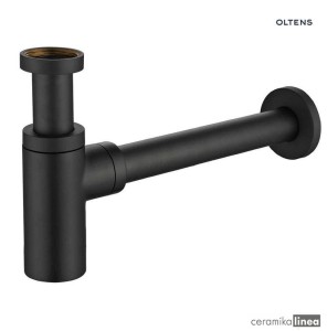 Oltens Hervik syfon umywalkowy mosiężny okrągły czarny mat 02600300