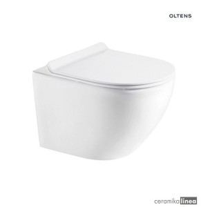 Zestaw Oltens Hamnes miska WC wisząca PureRim z powłoką SmartClean z deską wolnoopadającą Slim 42515000