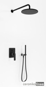 zestaw podtynkowy prysznicowy ze słuchawką i deszczownicą R30 czarny Experience Black QW210EBR30  Kohlman