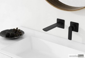 bateria umywalkowa podtynkowa (2 rozety) czarna Experience Black QW180EB  Kohlman