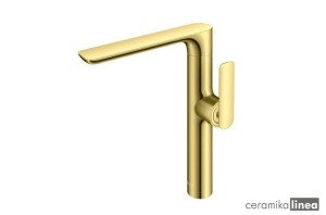 Experience Gold bateria zlewozmywakowa sztorcowa wysoka (boczny mieszacz) złota QB146EGD  Kohlman