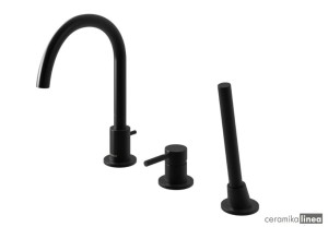Roxin Black 3-otworowa bateria wannowa z obrotową wylewką czarna QB241RB Kohlman