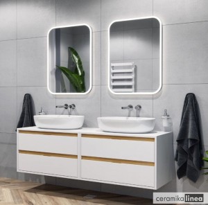 Lustro łazienkowe Lumiro LED w ramie akrylowej DOEX.LU080.060.AC