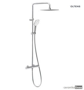 Oltens Atran (S) zestaw prysznicowy termostatyczny z deszczownicą kwadratową chrom 36501100