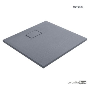 Oltens Bergytan brodzik kwadratowy 80x80 cm RockSurface szary beton 17100700
