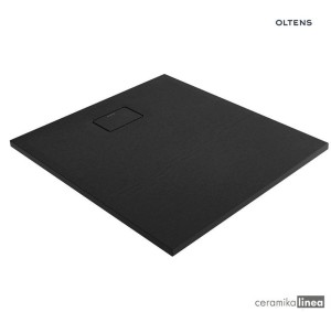 Oltens Bergytan brodzik prostokątny 100x90 cm RockSurface czarny 15101300