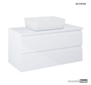 Oltens Vernal szafka 100 cm podumywalkowa wisząca biały połysk z blatem 60008000