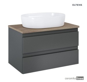 Oltens Vernal szafka 80cm podumywalkowa grafit mat z blatem dąb 60001460