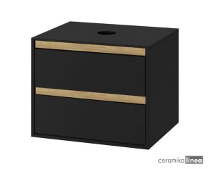  Tuto Szafka pod umywalkę nablatową, 2 szuflady, czarny / dąb MLEX.0104.600.BKBL