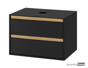  Tuto Szafka pod umywalkę nablatową, 2 szuflady, czarny / dąb MLEX.0104.800.BKBL